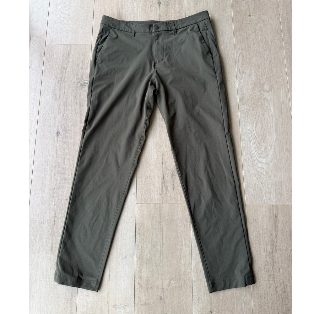 Lululemon Commission Slim Fit Pant 34 Olive Green Warpstreme Chino LM5ASZS